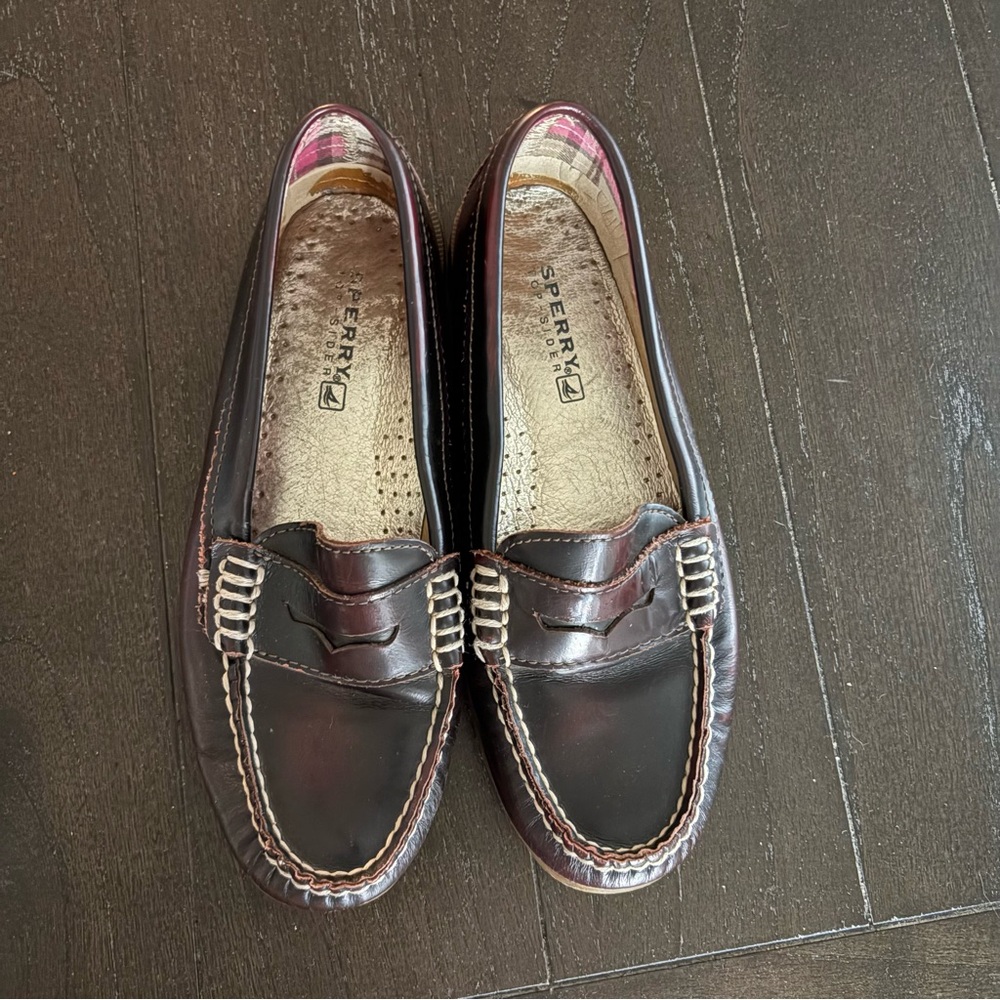 Sperry Top Sider Burgundy Red Leather Boat Shoes Loafer‎ Preppy Women’s Size 6